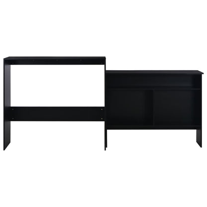 Sleek Black Bar Table with Dual Tops 130x40x120 cm
