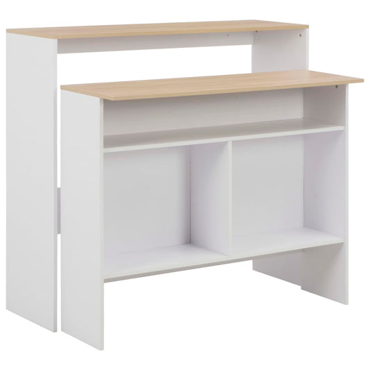 Elegant Bar Table - Dual Tops in White & Oak, 130x40x120 cm