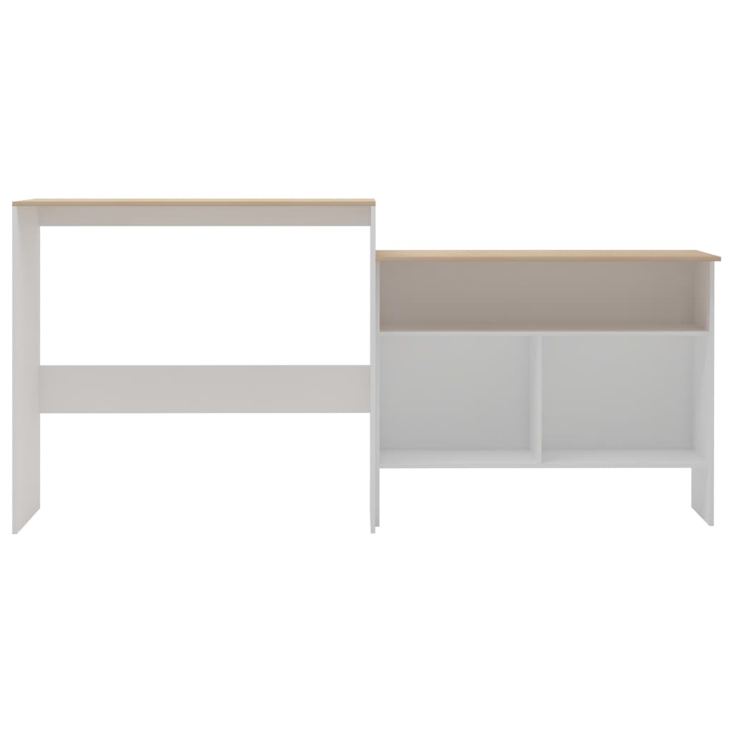 Elegant Bar Table - Dual Tops in White & Oak, 130x40x120 cm
