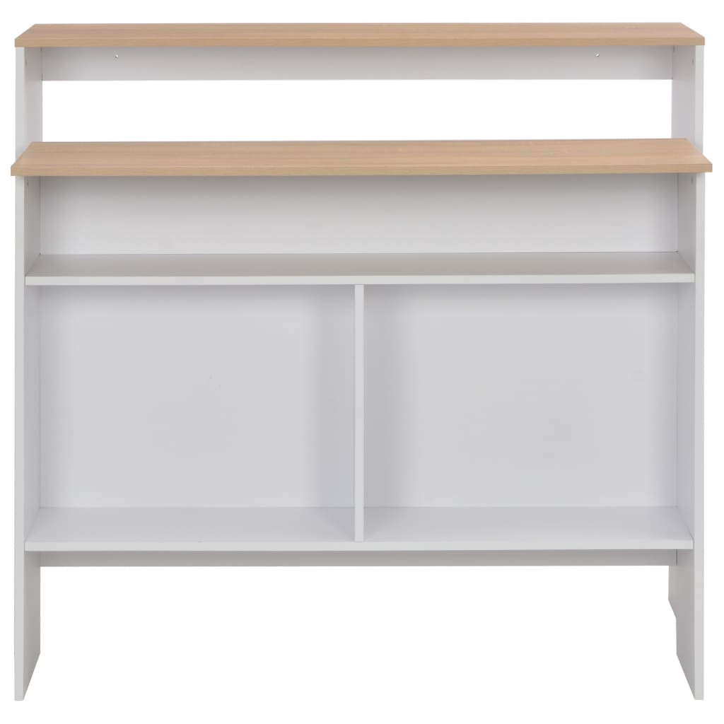 Elegant Bar Table - Dual Tops in White & Oak, 130x40x120 cm