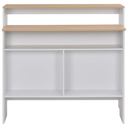 Elegant Bar Table - Dual Tops in White & Oak, 130x40x120 cm