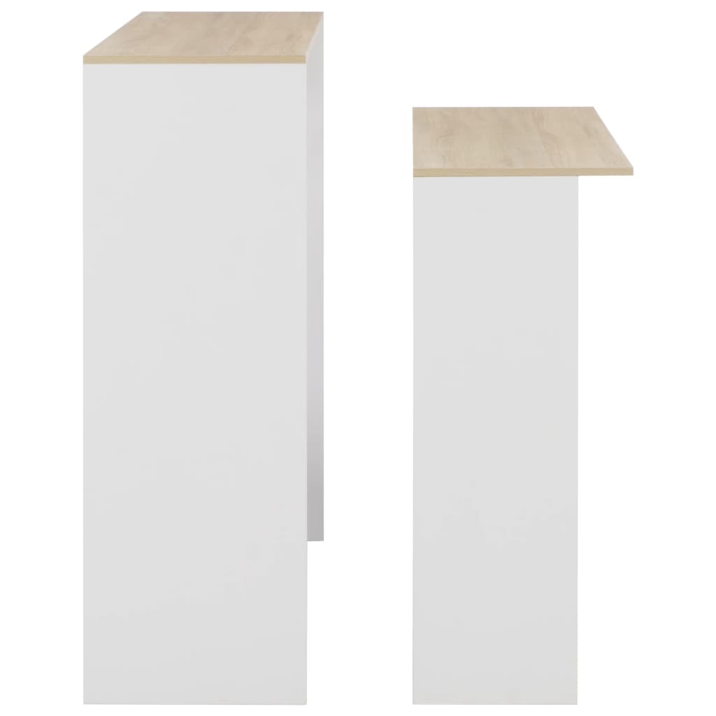 Elegant Bar Table - Dual Tops in White & Oak, 130x40x120 cm