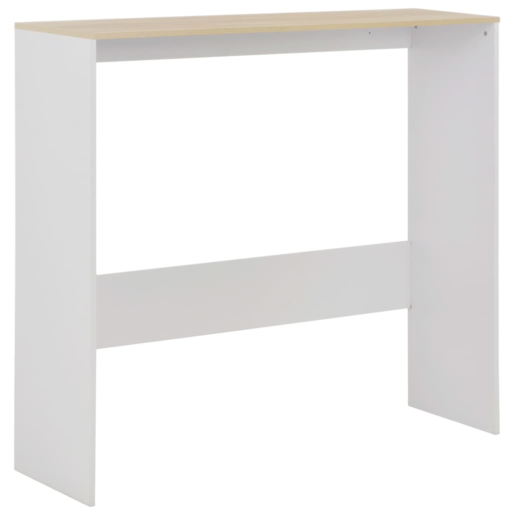 Elegant Bar Table - Dual Tops in White & Oak, 130x40x120 cm