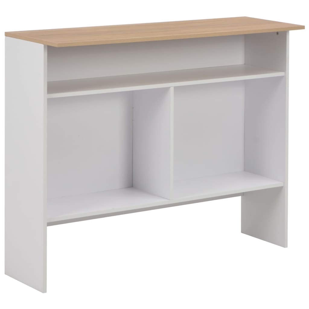 Elegant Bar Table - Dual Tops in White & Oak, 130x40x120 cm