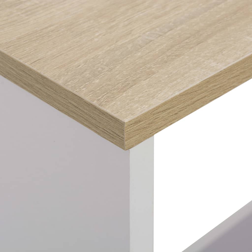 Elegant Bar Table - Dual Tops in White & Oak, 130x40x120 cm