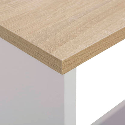 Elegant Bar Table - Dual Tops in White & Oak, 130x40x120 cm