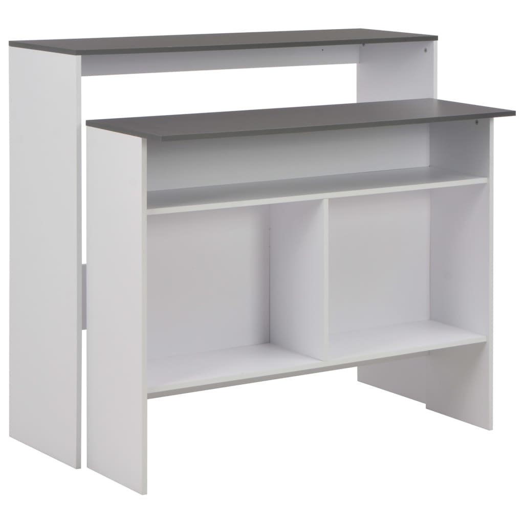Dual-Top Bar Table 130x40x120 cm - White & Grey Elegance