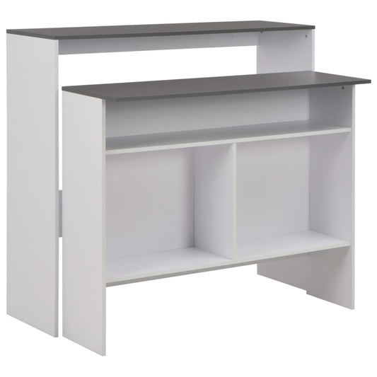 Dual-Top Bar Table 130x40x120 cm - White & Grey Elegance