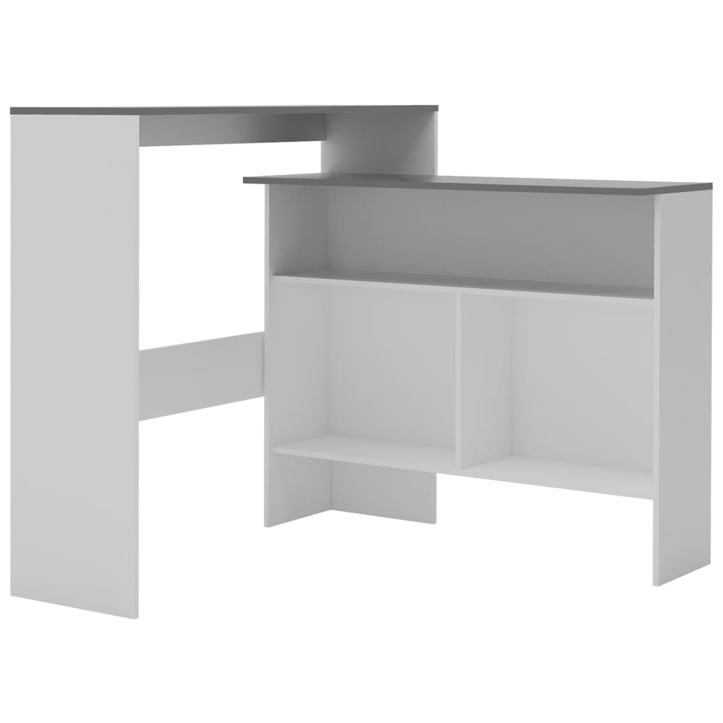 Dual-Top Bar Table 130x40x120 cm - White & Grey Elegance