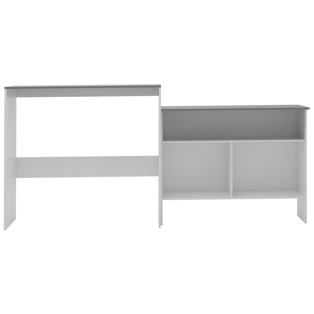 Dual-Top Bar Table 130x40x120 cm - White & Grey Elegance