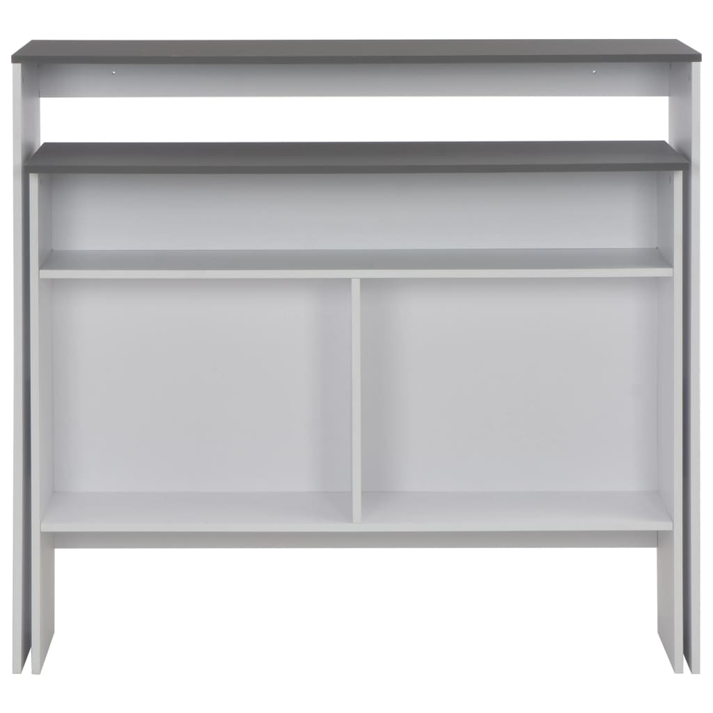 Dual-Top Bar Table 130x40x120 cm - White & Grey Elegance