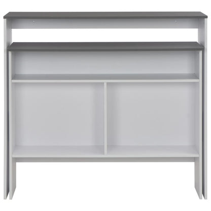 Dual-Top Bar Table 130x40x120 cm - White & Grey Elegance
