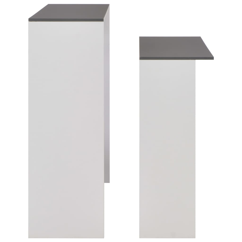 Dual-Top Bar Table 130x40x120 cm - White & Grey Elegance