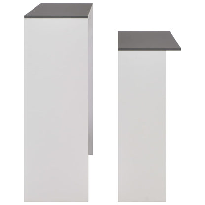 Dual-Top Bar Table 130x40x120 cm - White & Grey Elegance