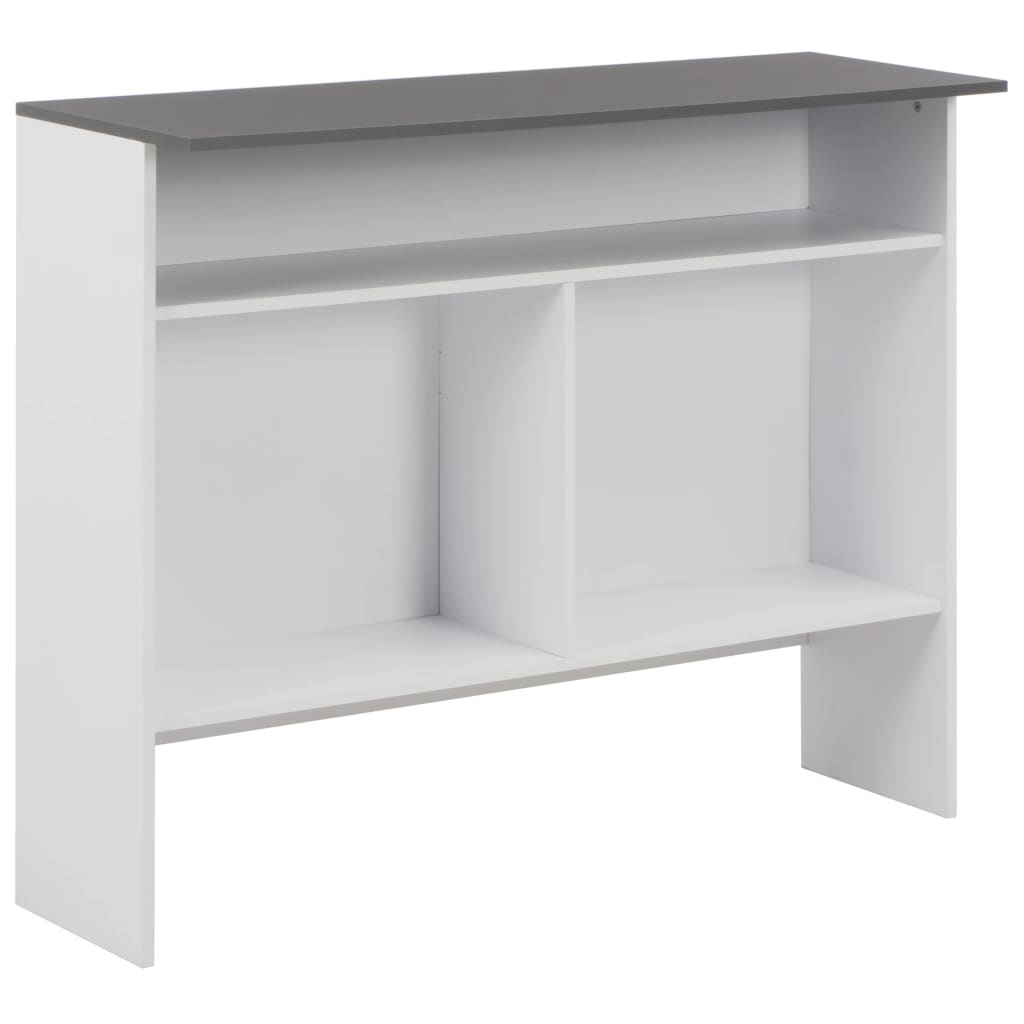 Dual-Top Bar Table 130x40x120 cm - White & Grey Elegance