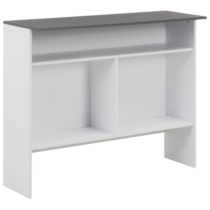 Dual-Top Bar Table 130x40x120 cm - White & Grey Elegance