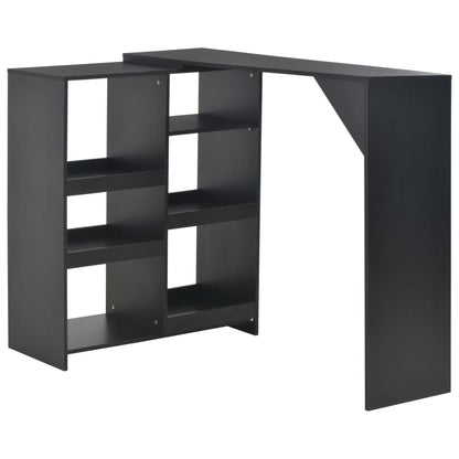 Black Bar Table with Moveable Shelf, 138x39x110 cm