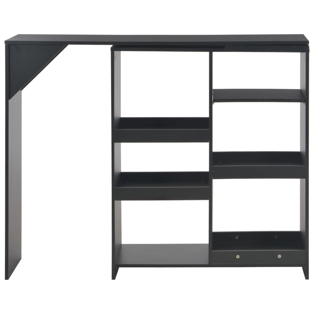 Black Bar Table with Moveable Shelf, 138x39x110 cm