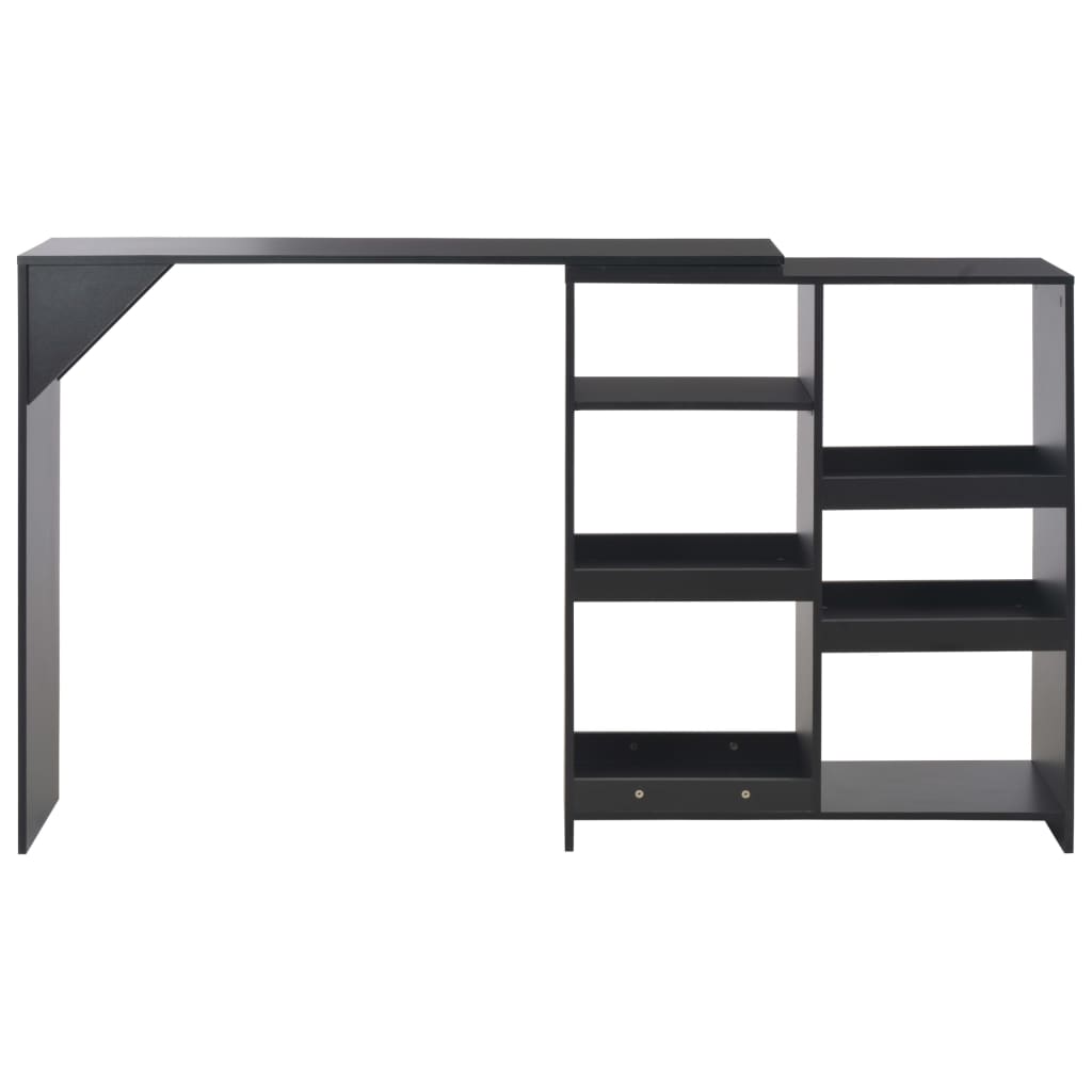 Black Bar Table with Moveable Shelf, 138x39x110 cm