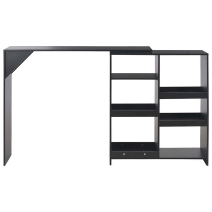 Black Bar Table with Moveable Shelf, 138x39x110 cm