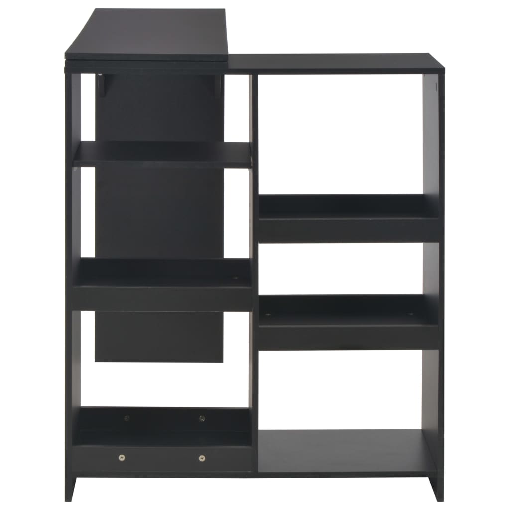 Black Bar Table with Moveable Shelf, 138x39x110 cm