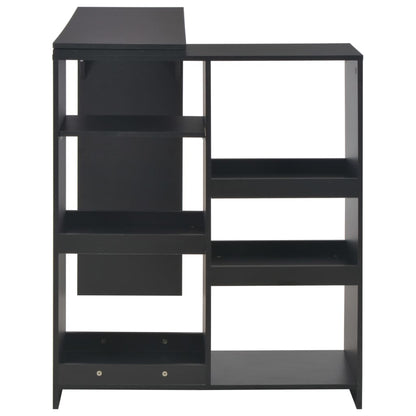 Black Bar Table with Moveable Shelf, 138x39x110 cm