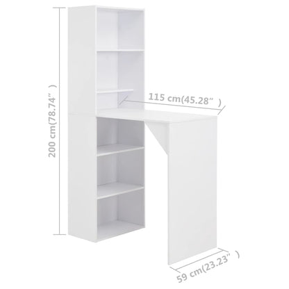 White Bar Table with Cabinet - Modern Design 115x59x200 cm