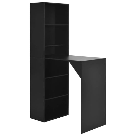 Sleek Black Bar Table with Cabinet - 115x59x200 cm Furniture