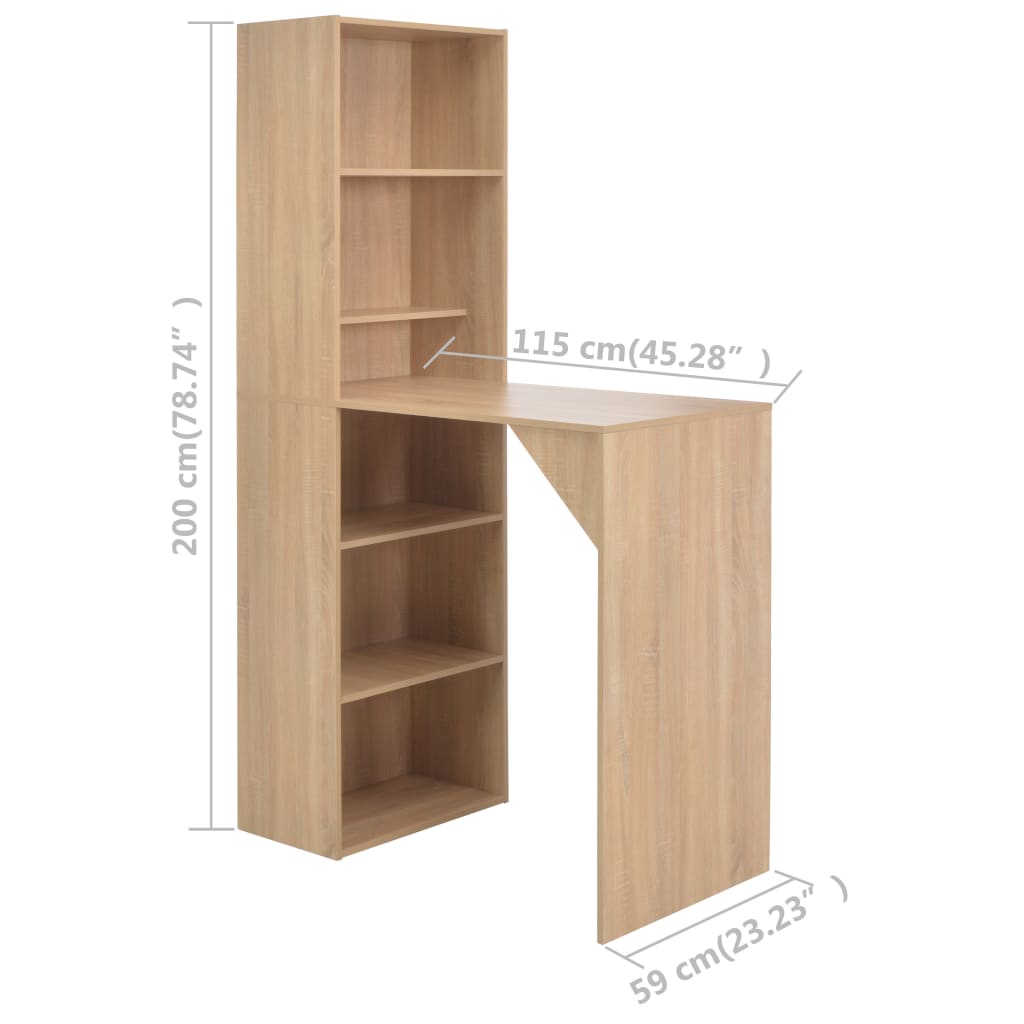 Oak Bar Table with Cabinet 115x59x200 cm - Stylish & Functional