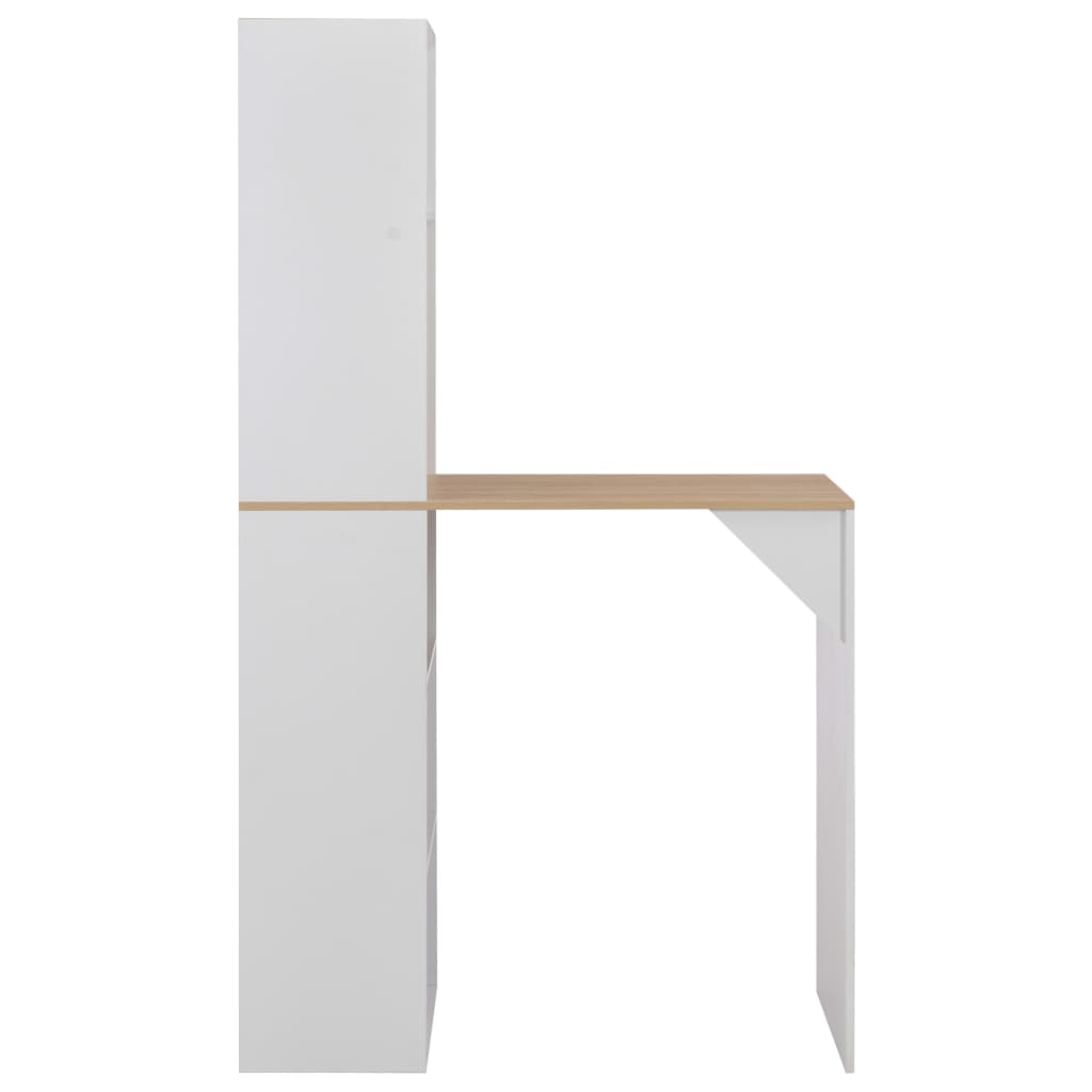 Sleek White Bar Table w/ Cabinet, 115x59x200 cm - Stylish & Functional