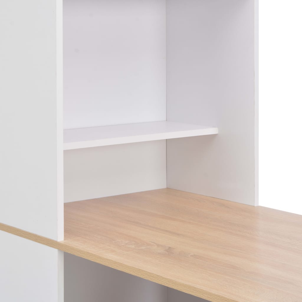 Sleek White Bar Table w/ Cabinet, 115x59x200 cm - Stylish & Functional