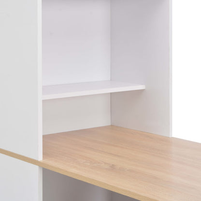 Sleek White Bar Table w/ Cabinet, 115x59x200 cm - Stylish & Functional