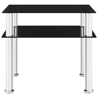Side Table Black 45x50x45 cm Tempered Glass