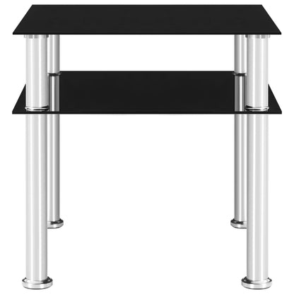 Side Table Black 45x50x45 cm Tempered Glass