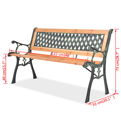 Sturdy 122 cm Wooden Garden Bench - Natural Finish