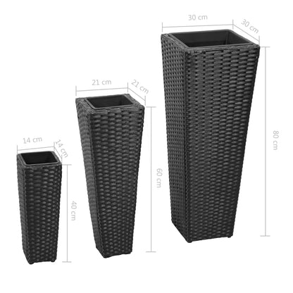3-Piece Poly Rattan Raised Garden Beds Set - Durable & Stylish