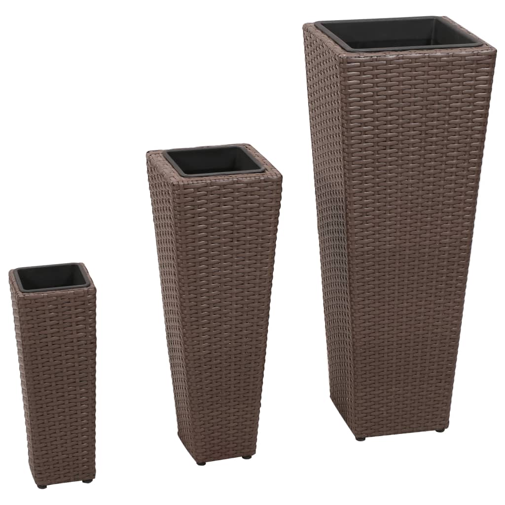 3-Piece Poly Rattan Raised Garden Beds Set - Durable & Stylish