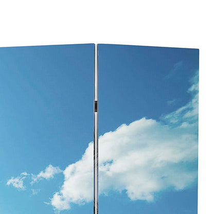 Beach Scene Folding Room Divider 120x170 cm - Light Wood Finish