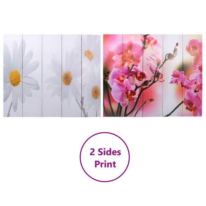 Elegant 200x170 cm Floral Folding Room Divider - Black & White