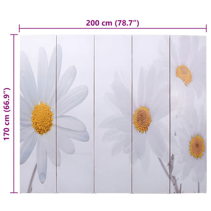 Elegant 200x170 cm Floral Folding Room Divider - Black & White