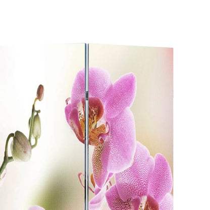 Flower Design Folding Room Divider, 217x170 cm, Wood Frame