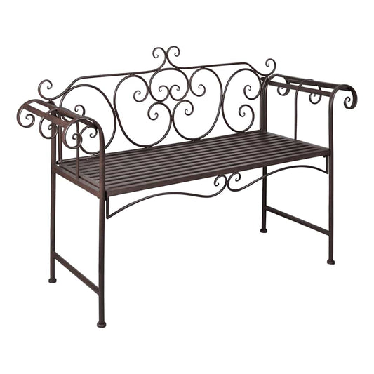 Antique Brown Steel Garden Bench - 132 cm