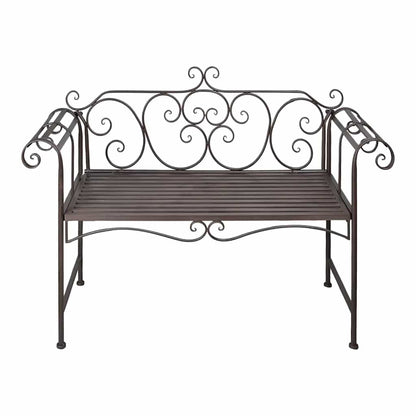 Antique Brown Steel Garden Bench - 132 cm