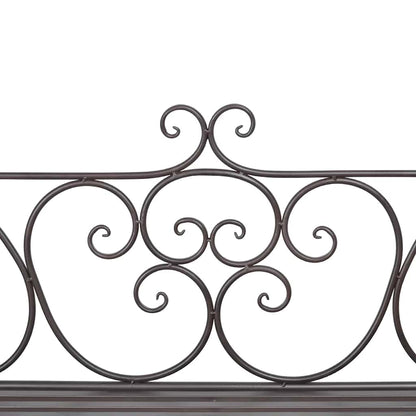 Antique Brown Steel Garden Bench - 132 cm