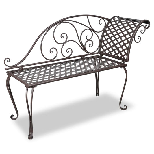 Antique Brown Steel Garden Chaise Lounge, 128 cm - Stylish & Durable