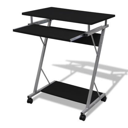 Sleek Black Compact Computer Desk with Pull-out Keyboard Tray