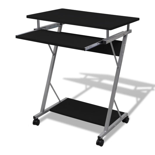Sleek Black Compact Computer Desk with Pull-out Keyboard Tray