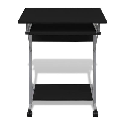 Sleek Black Compact Computer Desk with Pull-out Keyboard Tray