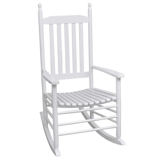 White Wood Rocking Chair with Curved Seat - Stylish & Comfortable