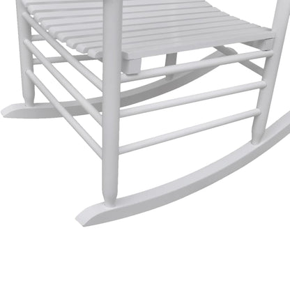 White Wood Rocking Chair with Curved Seat - Stylish & Comfortable